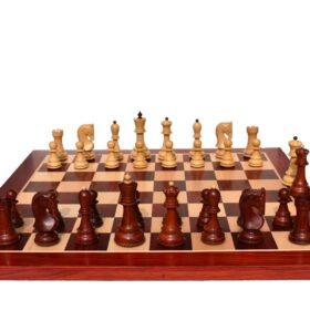 Zagreb 59 Series Chess Set Boxwood & Padauk 3.9" King with 2" Square Chess Board -7328