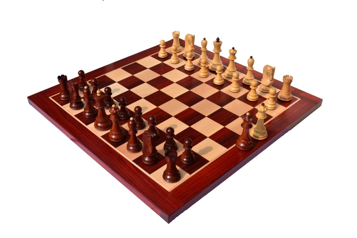 Zagreb 59 Series Chess Set Boxwood & Padauk 3.9" King with 2" Square Chess Board -7327