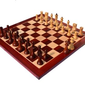 Zagreb 59 Series Chess Set Boxwood & Padauk 3.9" King with 2" Square Chess Board -7327