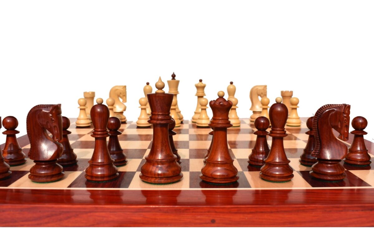 Zagreb 59 Series Chess Set Boxwood & Padauk 3.9" King with 2" Square Chess Board -7326