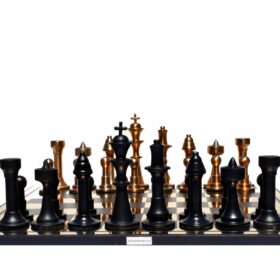 The New York Tower Series Aluminum Chess set Cooper Coated & Black Coated Aluminum chess 4.75" King with 16" chess board-7444