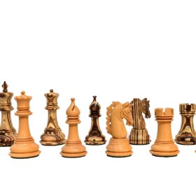 The Hector Series 4" Chess set Boxwood & Compress Woods 4" King with 2" square Chess Board-7376