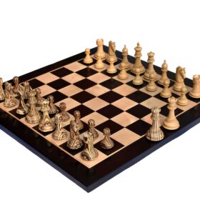 The Hector Series 4" Chess set Boxwood & Compress Woods 4" King with 2" square Chess Board-7366