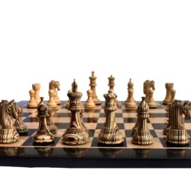 The Hector Series 4" Chess set Boxwood & Compress Woods 4" King with 2" square Chess Board-0