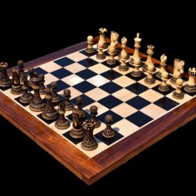 Designer Parker Series Chess set Limited Edition Boxwood Burnt High Glossy 4" King with 2" Square Chess Board-0