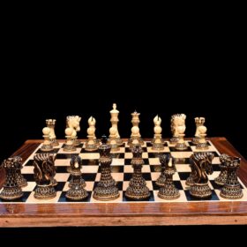 Designer Parker Series Chess set Limited Edition Boxwood Burnt High Glossy 4" King with 2" Square Chess Board-7453