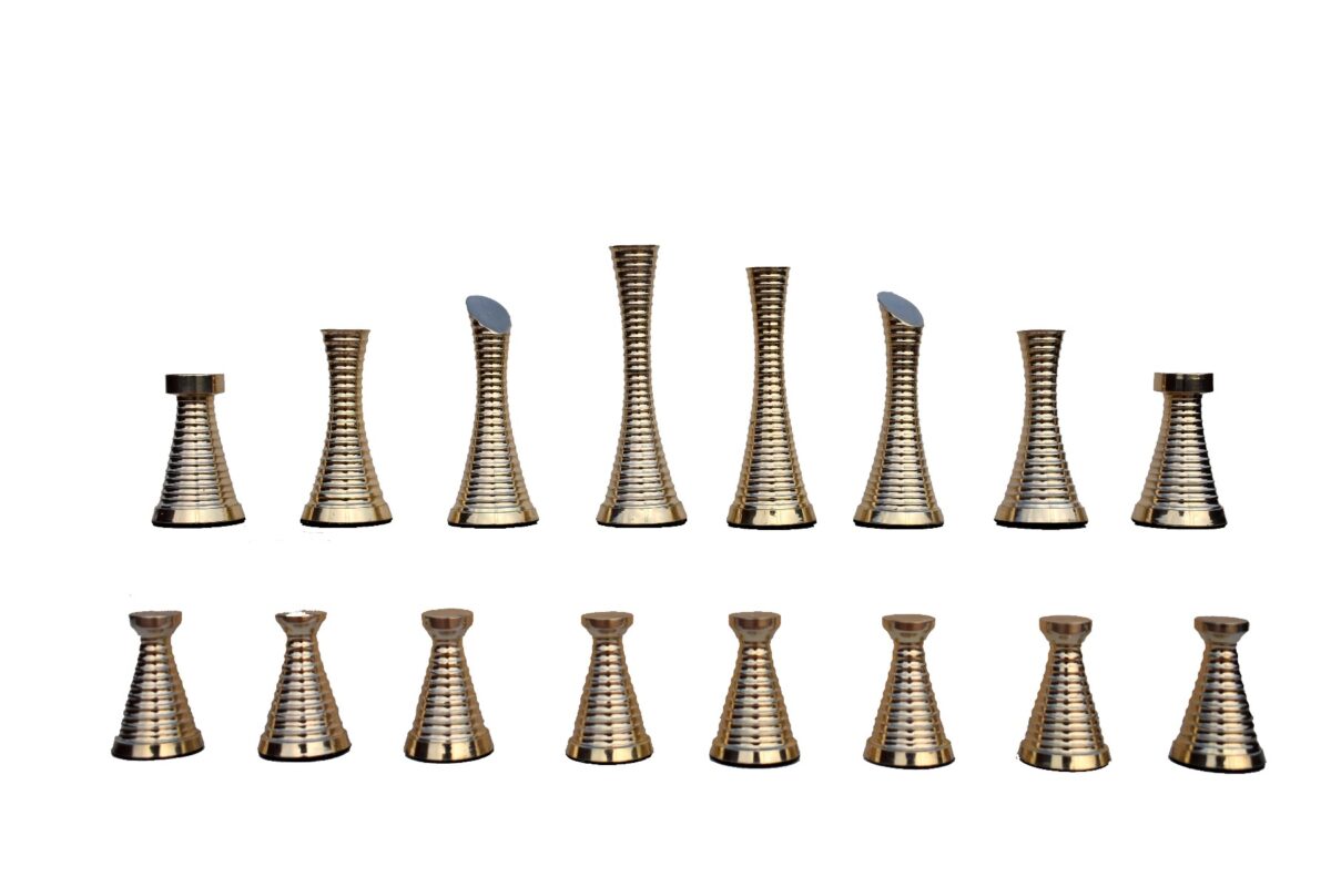 Designer Contemporary Brass Chess Pieces Brass & Antique color coated Brass 4" King-7242