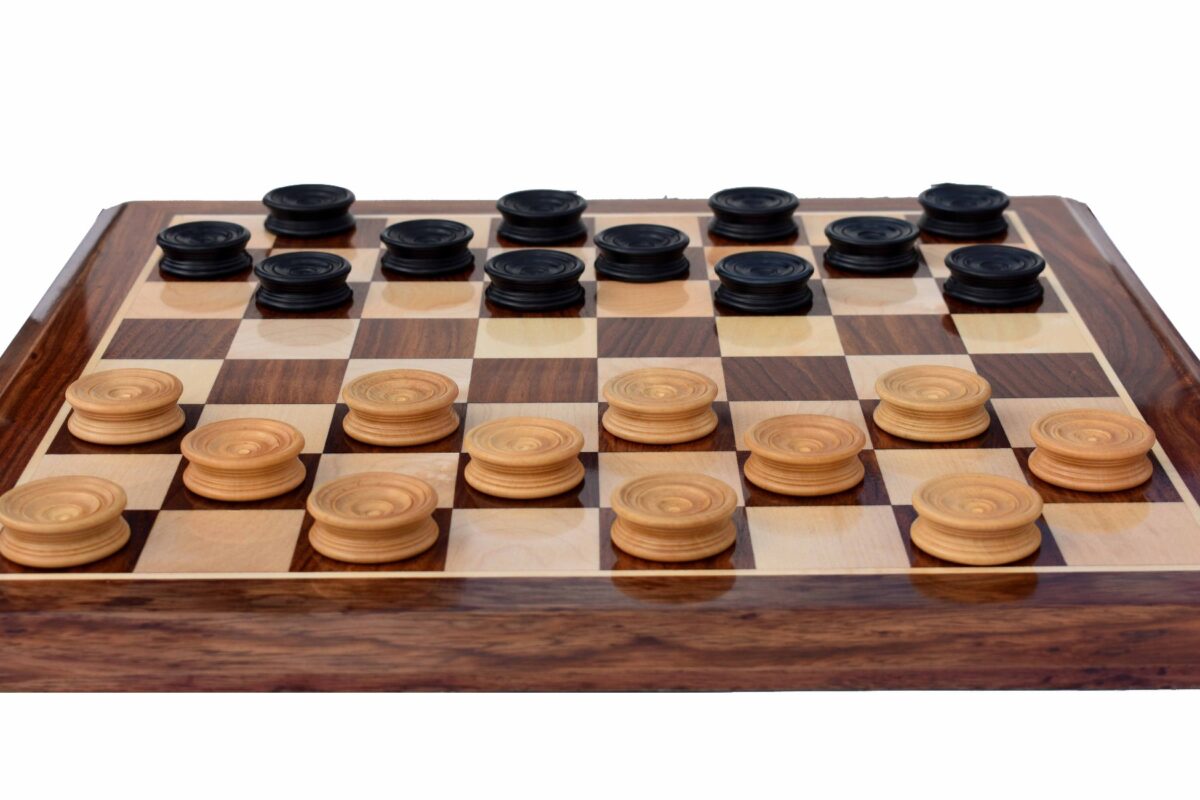 Tournament Series Checkers set Boxwood & Ebonized 1.75" with 2" square board-7565