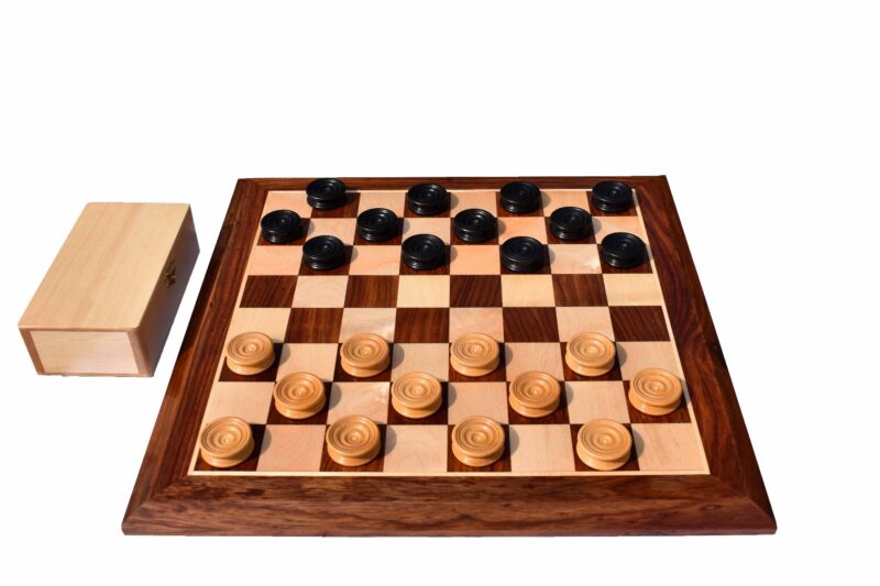 Tournament Series Checkers set Boxwood & Ebonized 1.75" with 2" square board-0