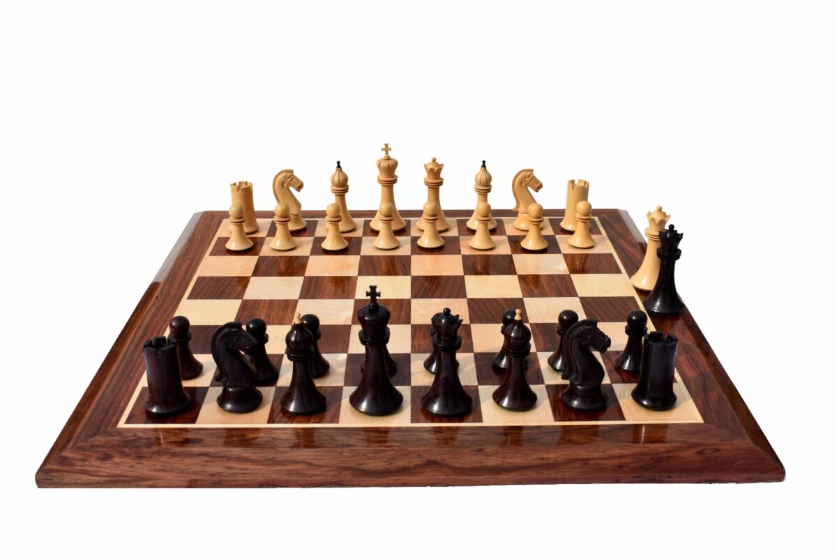 Forever Chessmen Series complete chess set Boxwood & Rosewood 3.5" King with 2" Square chess board-7511