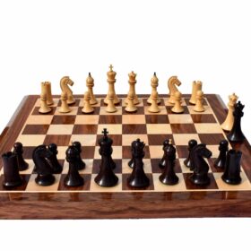 Forever Chessmen Series complete chess set Boxwood & Rosewood 3.5" King with 2" Square chess board-7511