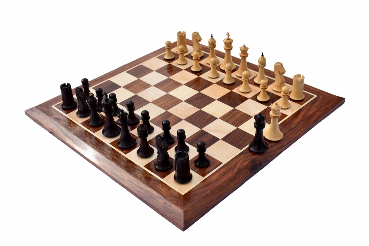 Forever Chessmen Series complete chess set Boxwood & Rosewood 3.5" King with 2" Square chess board-7512