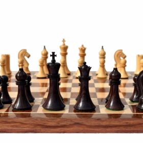 Forever Chessmen Series complete chess set Boxwood & Rosewood 3.5" King with 2" Square chess board-0