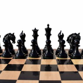 The Kings Arthur Series chess set Boxwood & Ebony 4.4" King with 2.25" square chess board-7606