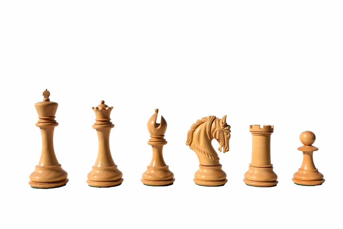 The Kings Arthur Series chess set Boxwood & Ebony 4.4" King with 2.25" square chess board-7611