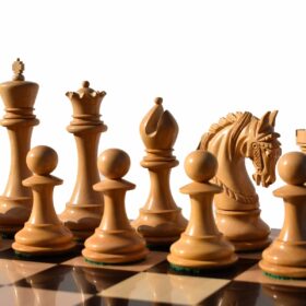 The Kings Arthur Series chess set Boxwood & Ebony 4.4" King with 2.25" square chess board-7602