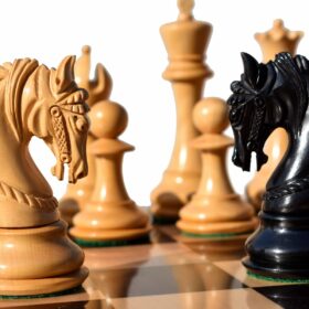 The Kings Arthur Series chess set Boxwood & Ebony 4.4" King with 2.25" square chess board-7600