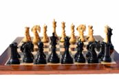 The Kings Arthur Series chess set Boxwood & Ebony 4.4" King with 2.25" square chess board-0