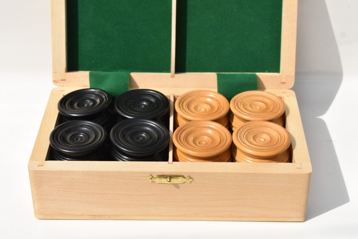 Tournament Series Checkers pieces Boxwood & Ebonized 1.75" -7569