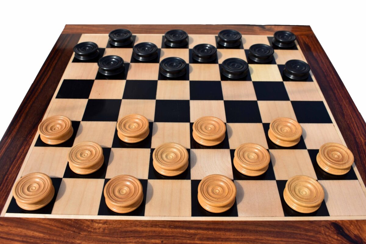 Tournament Series Checkers set Boxwood & Ebony 1.75" with 2" square board-7574