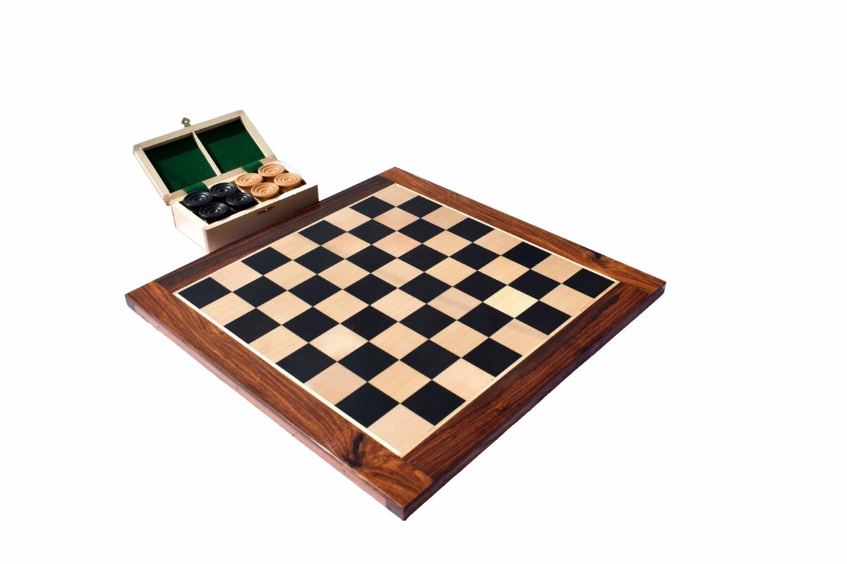 Tournament Series Checkers set Boxwood & Ebony 1.75" with 2" square board-0