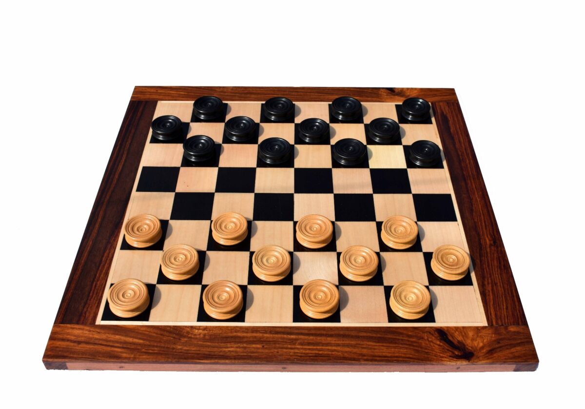 Tournament Series Checkers set Boxwood & Ebony 1.75" with 2" square board-7575