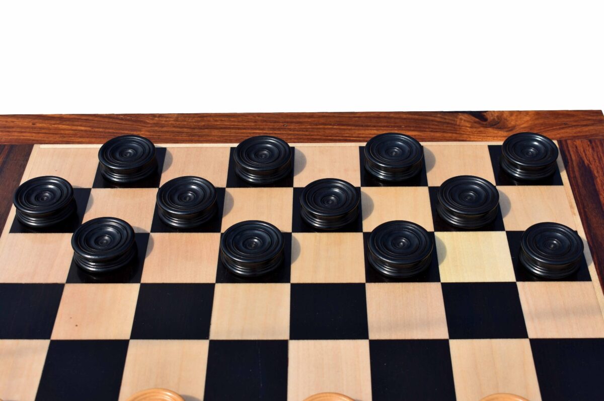 Tournament Series Checkers set Boxwood & Ebony 1.75" with 2" square board-7577