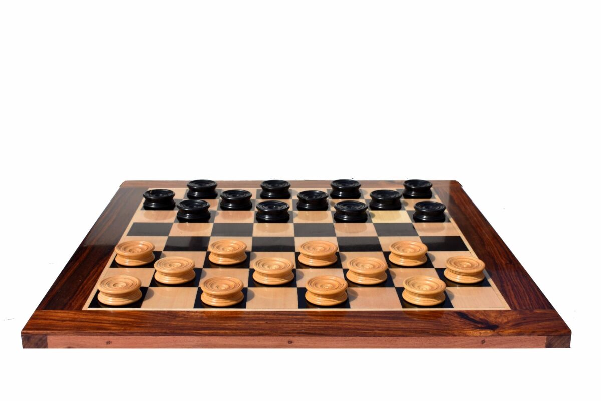 Tournament Series Checkers set Boxwood & Ebony 1.75" with 2" square board-7573