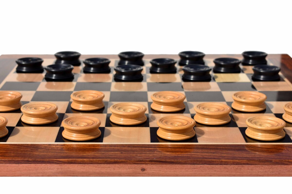 Tournament Series Checkers set Boxwood & Ebony 1.75" with 2" square board-7576