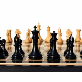 The New Sultan Series Chess Set Boxwood & Ebony 4.4" King with 2.25" Square Chess Board-7663