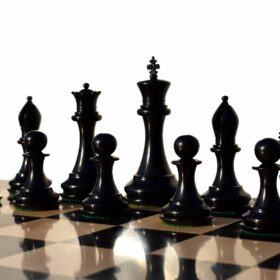 The New Sultan Series Chess Set Boxwood & Ebony 4.4" King with 2.25" Square Chess Board-7668