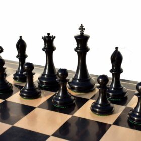 The New Sultan Series Chess Set Boxwood & Ebony 4.4" King with 2.25" Square Chess Board-7666