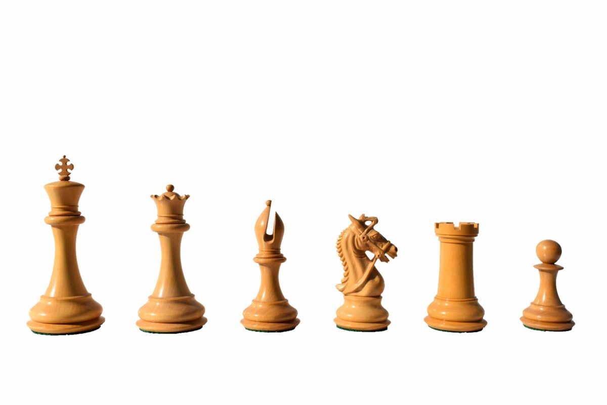 The New Sultan Series Chess Set Boxwood & Ebony 4.4" King with 2.25" Square Chess Board-7678