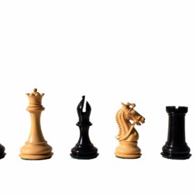 The New Sultan Series Chess Set Boxwood & Ebony 4.4" King with 2.25" Square Chess Board-7677