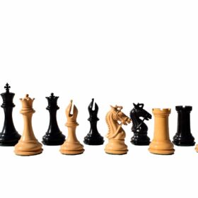 The New Sultan Series Chess Set Boxwood & Ebony 4.4" King with 2.25" Square Chess Board-7676