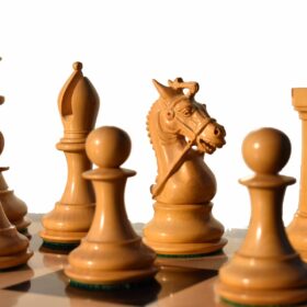 The New Sultan Series Chess Set Boxwood & Ebony 4.4" King with 2.25" Square Chess Board-7669