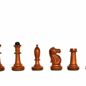 The Shkolnik soviet series reproduction Chess set Antiqued Boxwood & Ebonized 3.5" King with 1.75" Square Chess board-7616