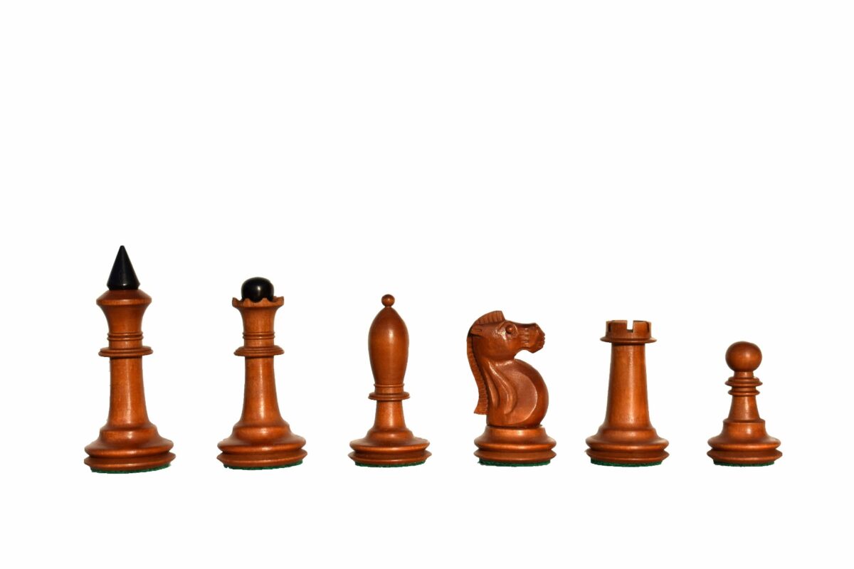 The Shkolnik soviet series reproduction Chess pieces Antiqued Boxwood & Ebonized 3.5" King -7630