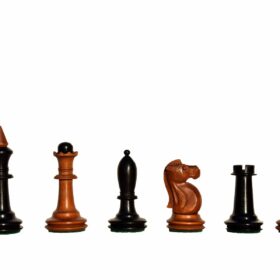 The Shkolnik soviet series reproduction Chess set Antiqued Boxwood & Ebonized 3.5" King with 1.75" Square Chess board-7618