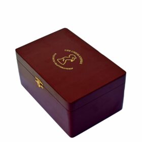 Pine wood Burgundy lacquered Matte Finish chess storage box for 3.5" to 4" King chess set pieces-7687