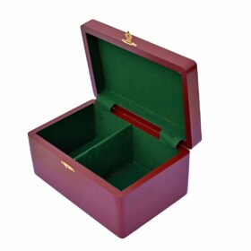 Pine wood Burgundy lacquered Matte Finish chess storage box for 3.5" to 4" King chess set pieces-7688