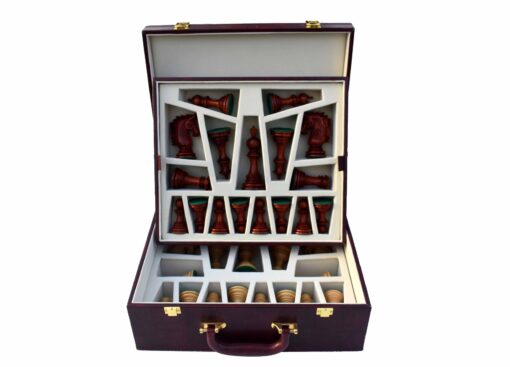 The Executive Series Burgundy Leatherette chess pieces Storage Box for 4.25" to 4.75" King chess set-7695