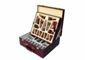 The Executive Series Burgundy Leatherette chess pieces Storage Box for 4.25" to 4.75" King chess set-0