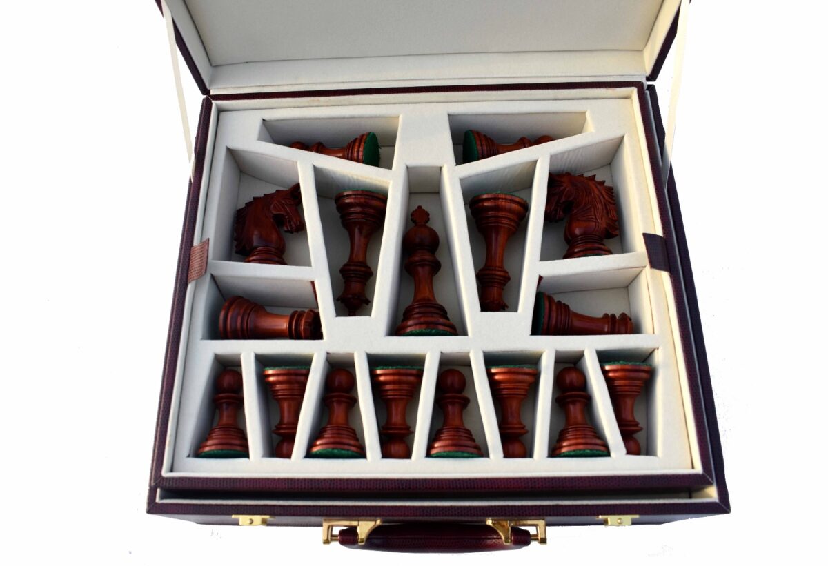 The Executive Series Burgundy Leatherette chess pieces Storage Box for 4.25" to 4.75" King chess set-7698