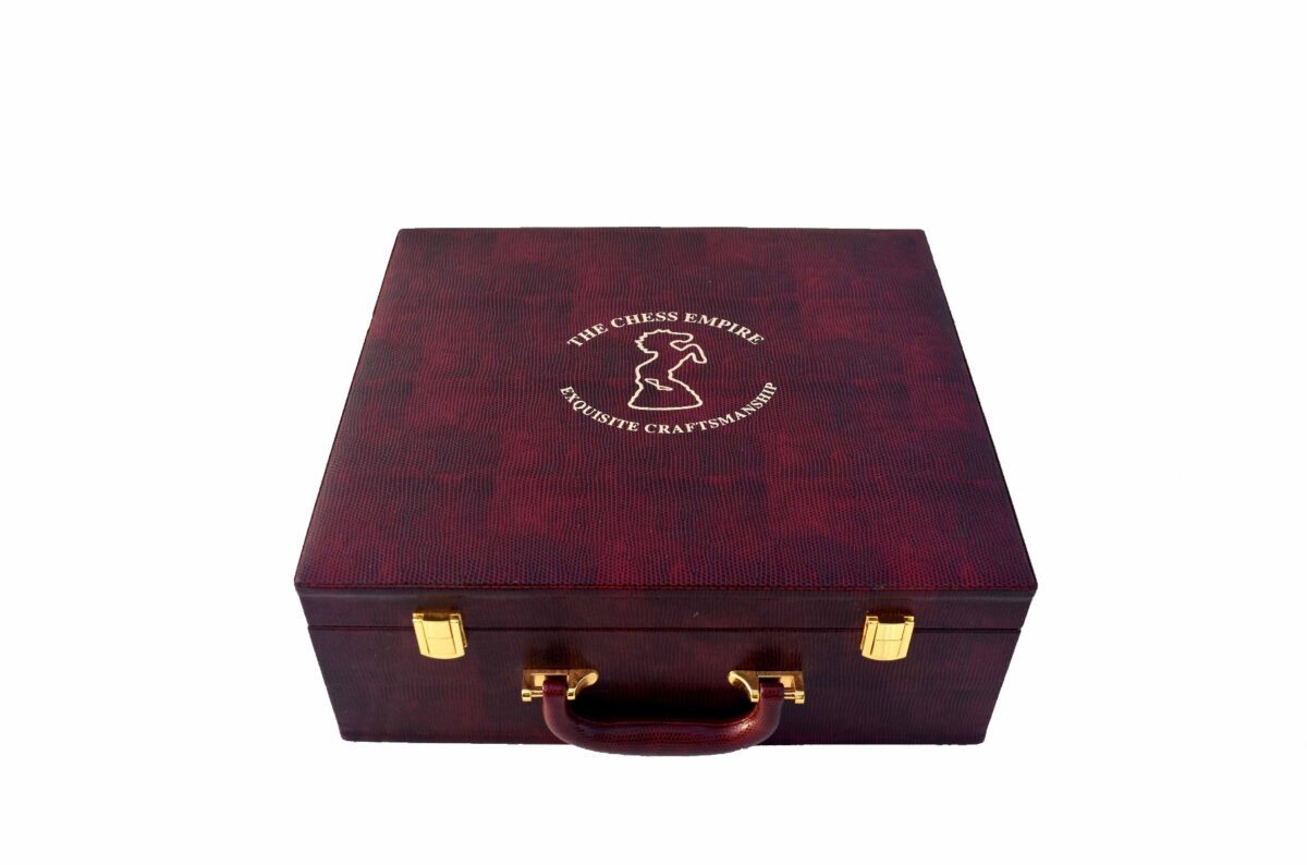 The Executive Series Burgundy Leatherette chess pieces Storage Box for 4.25" to 4.75" King chess set-7700