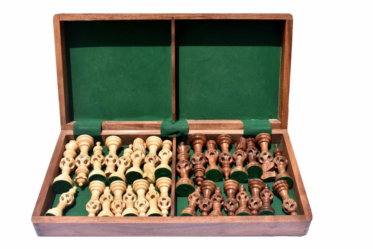 The Concentric Ball series chess set Boxwood & Sheesham 5" King with 18" Chess Board-7726