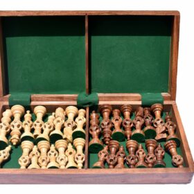 The Concentric Ball series chess set Boxwood & Sheesham 5" King with 18" Chess Board-7726