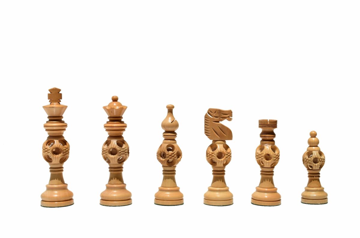 The Concentric Ball Series chess pieces Boxwood & Sheesham 5" King -7709