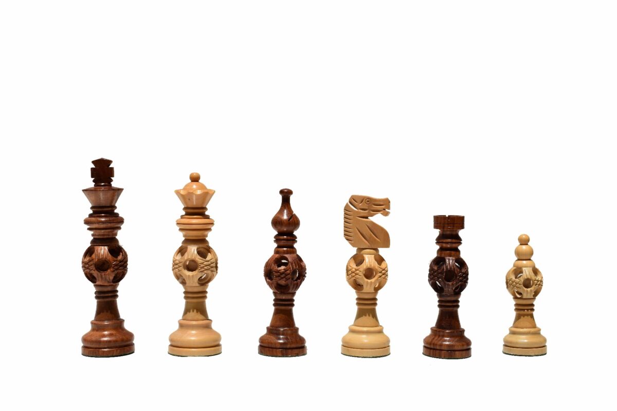 The Concentric Ball Series chess pieces Boxwood & Sheesham 5" King -0