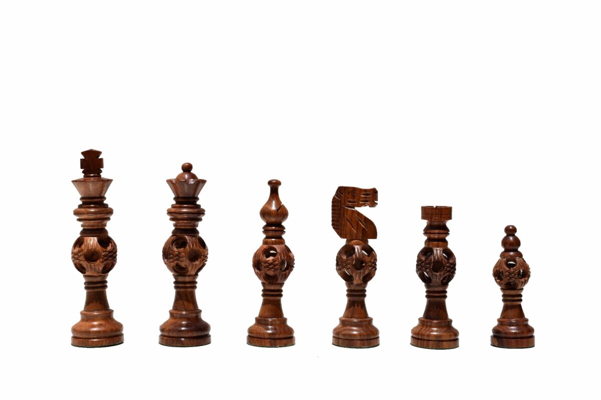 The Concentric Ball Series chess pieces Boxwood & Sheesham 5" King -7710